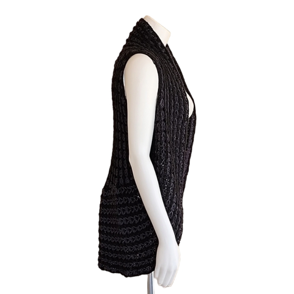 SLEEPING ON SNOW ANTHROPOLOGIE Cocoon Wool Sweater Vest S M Crochet Cardigan - Picture 12 of 16